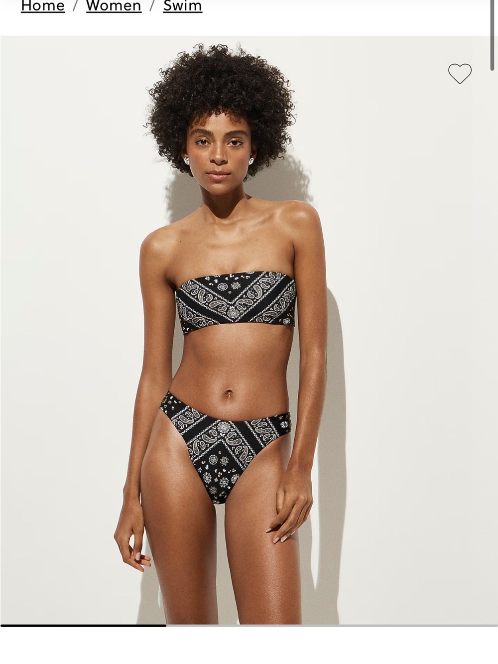 J. Crew Black Bandana-Print Bandeau Bikini Set